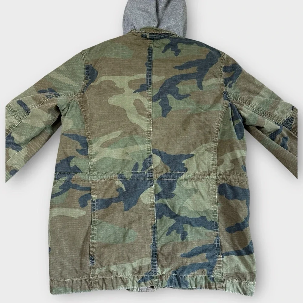 American Eagle Mens Camo Field Jacket Sherpa Lined Hooded Military Utility Small